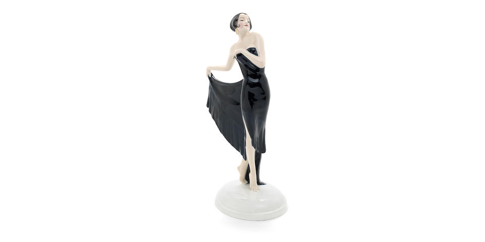 a pottery model of a dancing girl by lorenzl for goldscheider ARTIST NAME WITH 'GOLDSCHEIDER WEIN', CIRCA 1930
