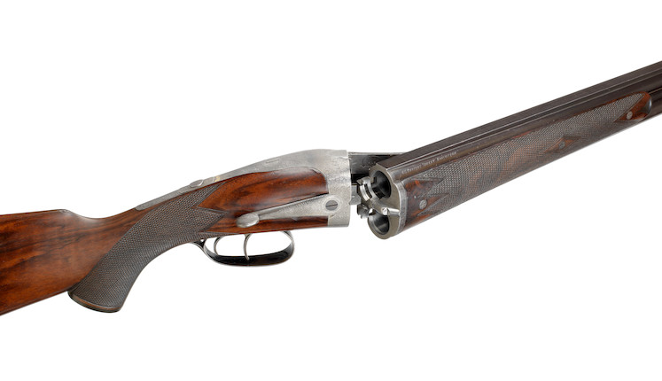 A fine and extremely rare 12-bore side-opening over-and-under round-action ejector gun by J. Dickson & Son, no. 4178, The first of only four ever made image 3