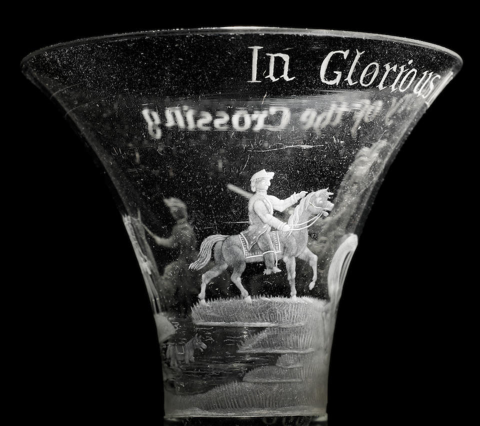 An important Williamite heavy baluster wine goblet, circa 1720-30