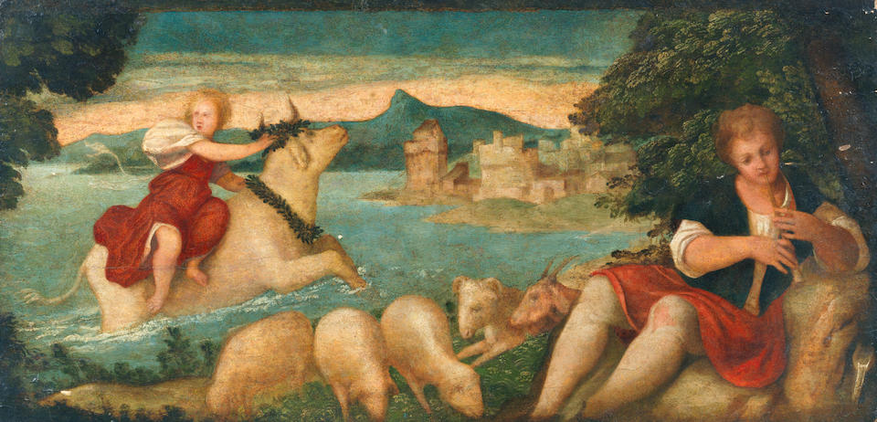 Attributed to Pietro degli Ingannati (active Venice 1490-1550) The Rape of Europa  (2) unframed