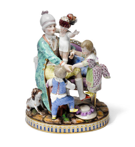 A Meissen group of 'The Good Father', mid 19th century