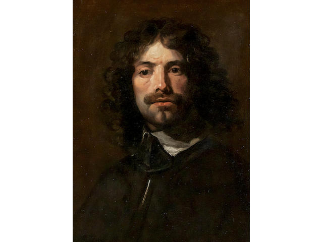 William Dobson (London 1611-1646) Portrait of the artist, bust length in a black tunic and white collar