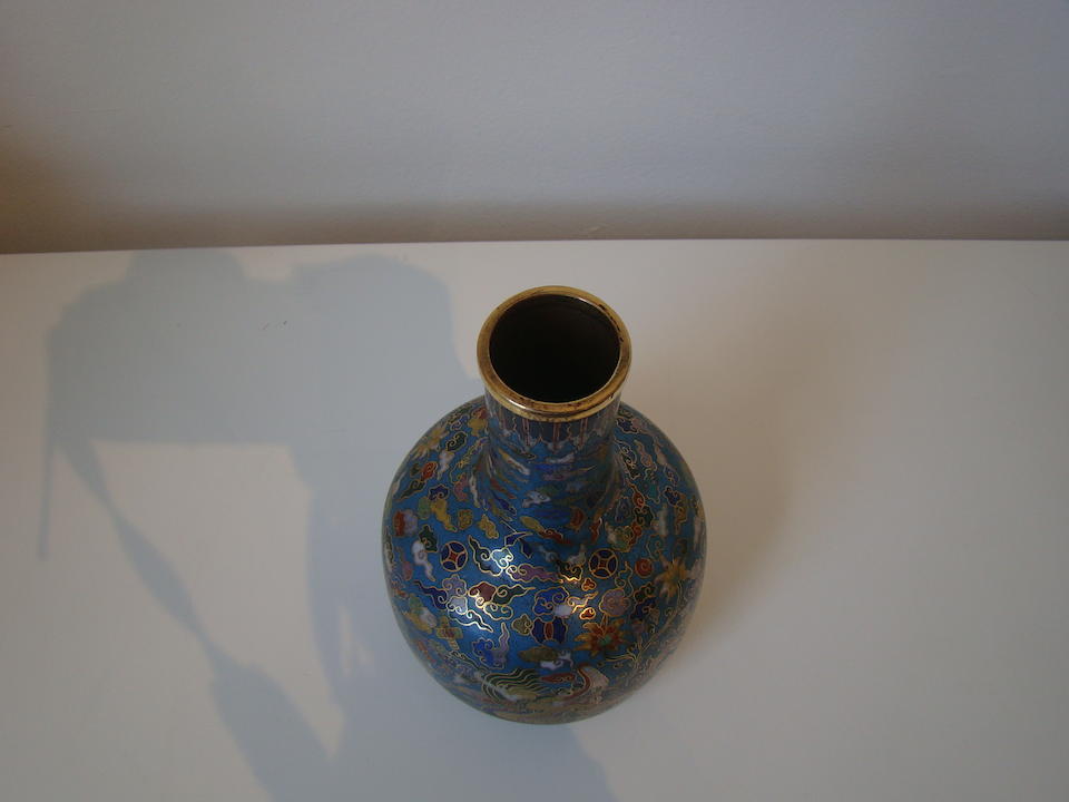 A Chinese cloisonn&#233; 'dragon' bottle vase Qianlong six-character incised mark