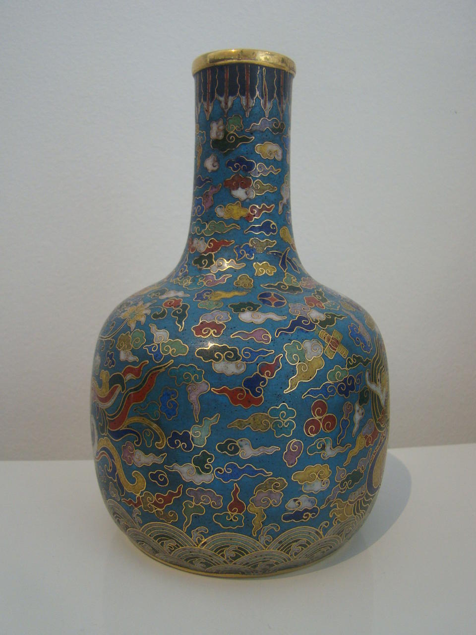 A Chinese cloisonn&#233; 'dragon' bottle vase Qianlong six-character incised mark