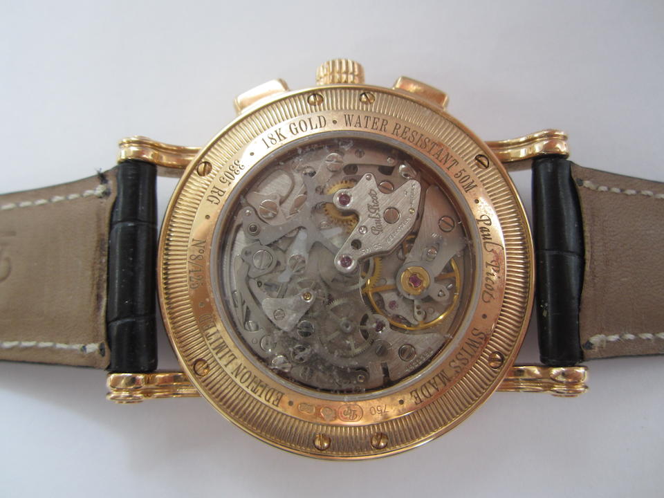 Paul Picot. An 18K rose gold manual wind chronograph wristwatch Ref:3305.R6, No.8/125, Movement No.4422390, Circa 2010