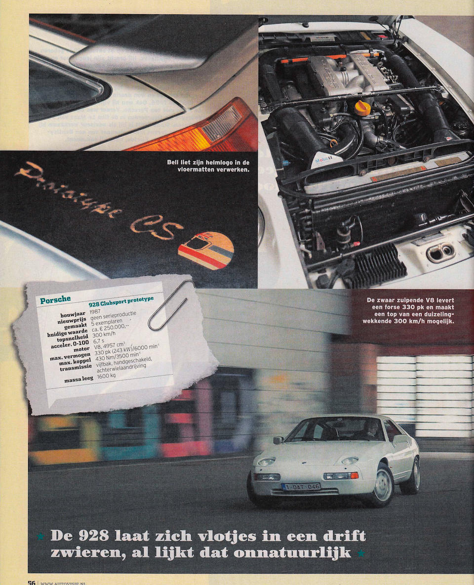 Ex-Derek Bell,1987 Porsche 928 'Prototype' Club Sport Coup&#233;  Chassis no. WP0ZZZ92ZHS842014 Engine no. 81H01312
