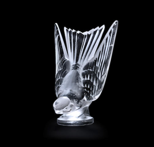 A Ren&#233; Lalique Frosted and Polished Glass 'Hirondelle' Car Mascot UNSIGNED