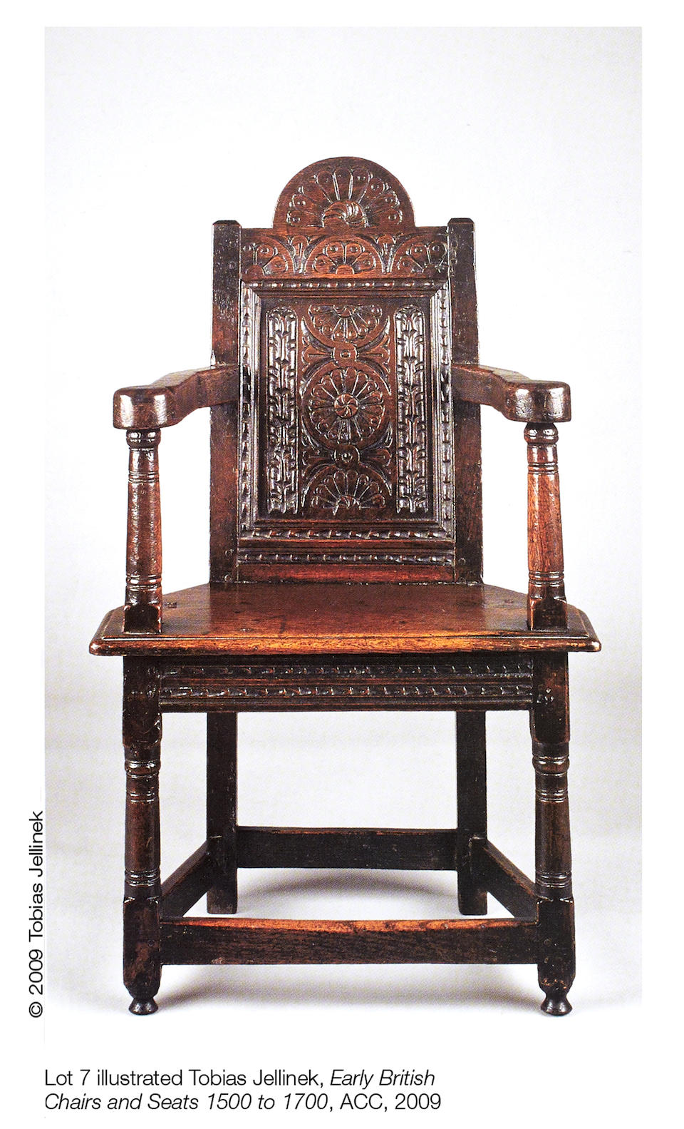 A rare James I joined oak adolescents' caqueteuse armchair, Salisbury, circa 1610 - 20 In the manner of the acclaimed Humphrey Beckham workshop