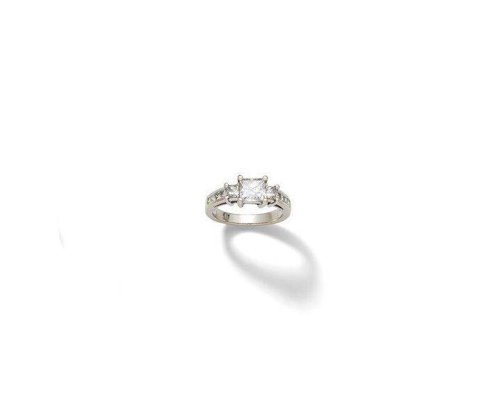 A diamond three-stone ring