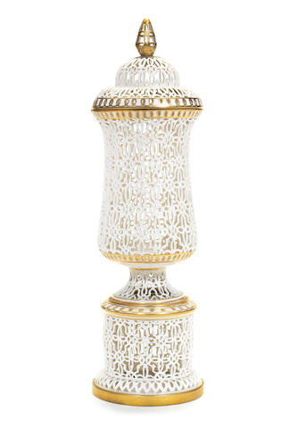 Bonhams : A rare Derby Crown Porcelain Company reticulated vase and ...