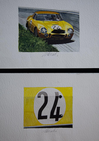 Two original watercolors of the Ferrari 275GTB/C 30x21cm each