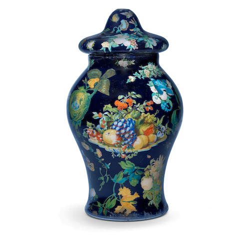 A Decalcomania glass vase and cover, 19th century
