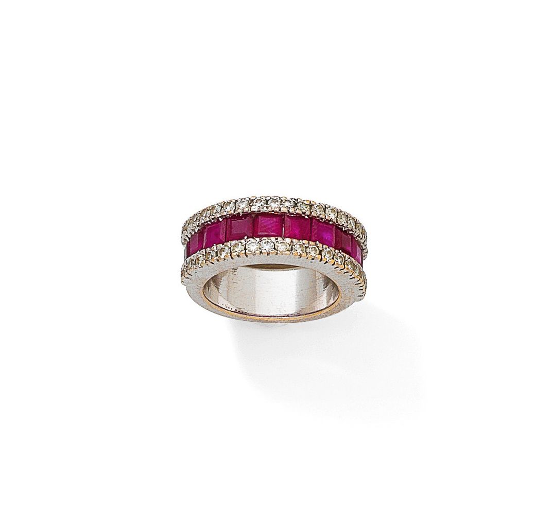 A ruby and diamond ring