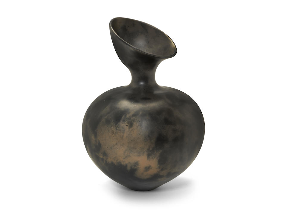A Hand-built Burnished and Carbonised Terracotta Vessel by Magdalene Odundo, OBE (Kenyan/British, 1950-) INCISED SIGNATURE TO BASE 'ODUNDO'; 1986