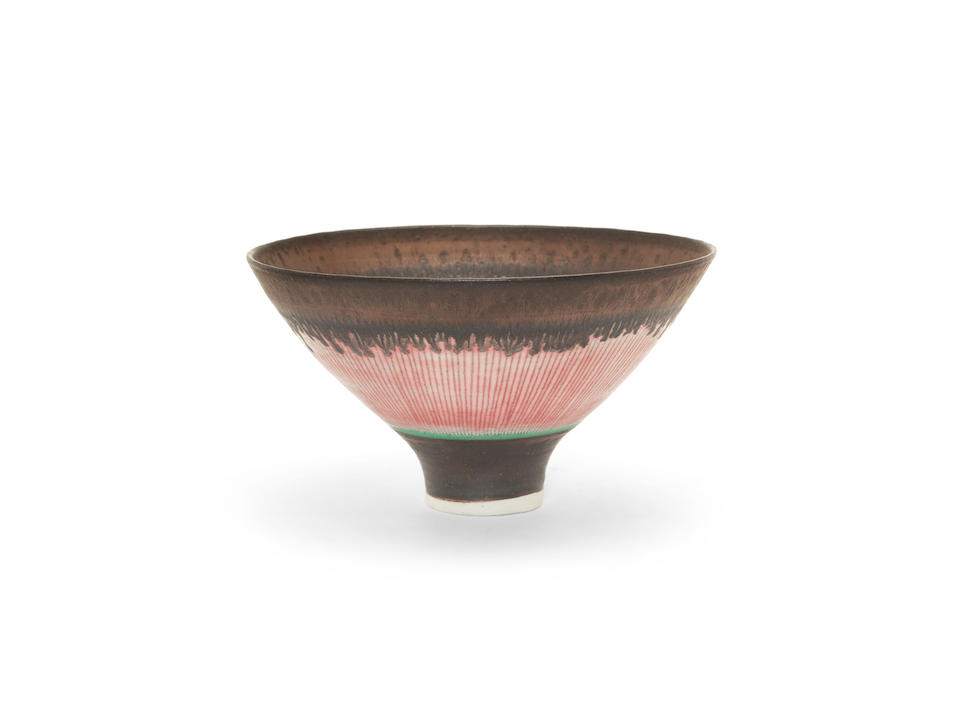 A Porcelain Bowl by Dame Lucie Rie (Austrian/British, 1902-1995)  IMPRESSED 'LR' SEAL; CIRCA 1976