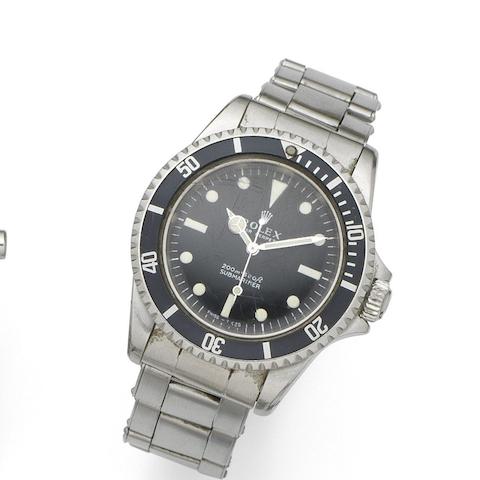 Rolex. A stainless steel automatic bracelet watch Submariner, Ref:5513, Serial No.165****, Circa 1967