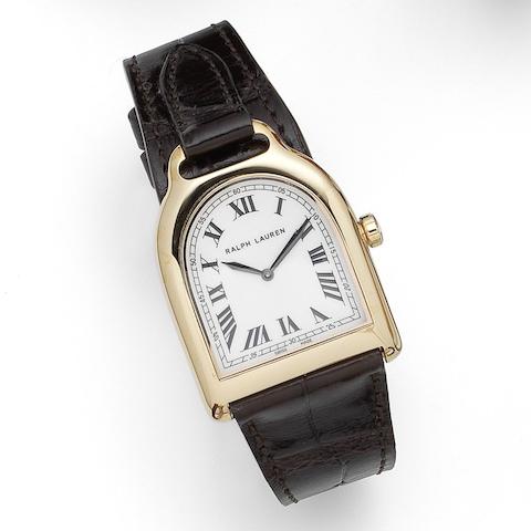 Ralph Lauren. An 18K rose gold manual wind stirrup form wristwatch Ref:WAEG00565, Case No.K00110, Circa 2012