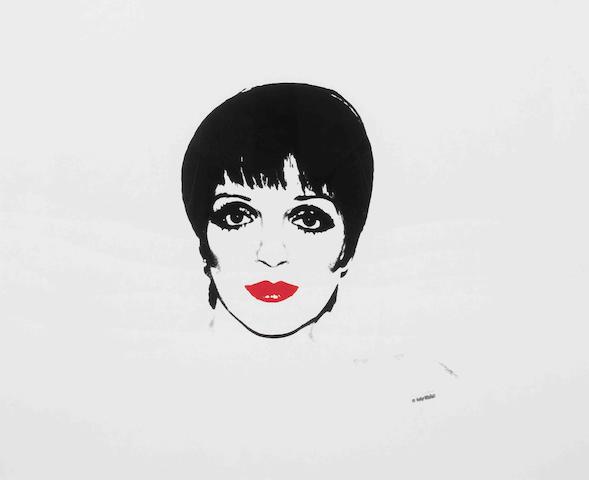 Andy Warhol (American, 1928-1987) Liza Minelli  Unique screenprint in black and red, circa 1978, on vellum laid onto board, with the Andy Warhol Art Authentication Board Inc. stamp verso, inscribed 'A.136.969' in black ink verso, an edition was never published, 580 x 705mm (22 7/8 x 27 3/4in)(SH)