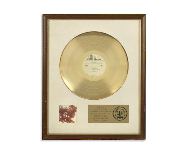 Jimi Hendrix: A 'Gold' sales award for the album 'The Cry Of Love', early 1970s,