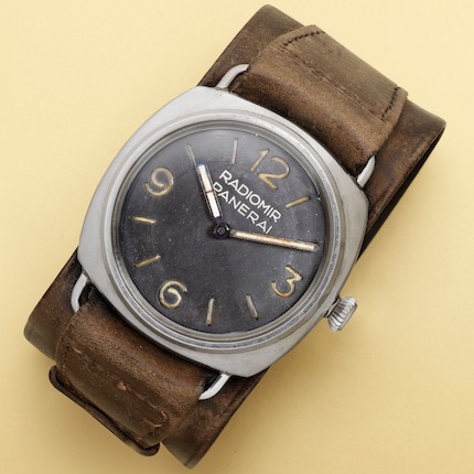 Rolex, made for Officine Panerai. A very rare stainless steel oversized military manual wind wristwatch Radiomir, Ref3646, Serial No.101****, Circa 1940 image 1