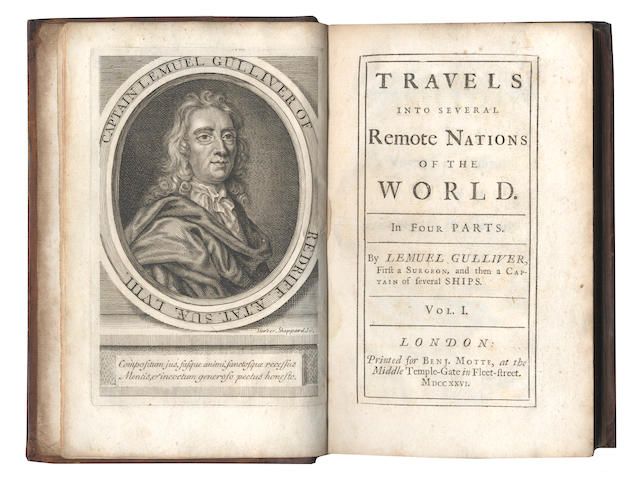 SWIFT (JONATHAN) Travels into Several Remote Nations of the World ... by Lemuel Gulliver, 4 parts in 2 vol., FIRST EDITION, TEERINK'S "A", Benjamin Motte, 1726