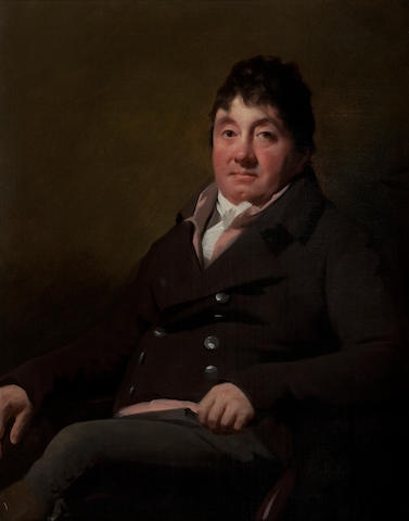 Sir Henry Raeburn R.A. (Stockbridge 1756-1823 Edinburgh) Three-quarter length portrait of Louis Cauvin in brown coat  89 x 70 cm. (35 1/16 x 27 9/16 in.) (In 'Raeburn' Frame )