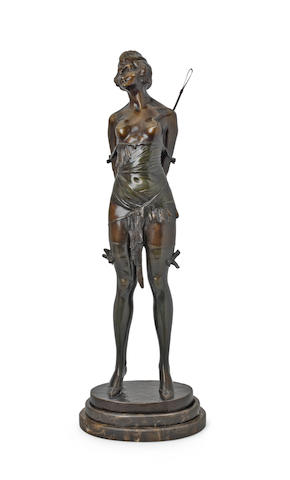 'The Riding Crop' an Erotic Patinated Bronze Study by Bruno Zach (German, 1891-1935) SIGNED IN CAST 'BRUNO ZACH'; CIRCA 1925