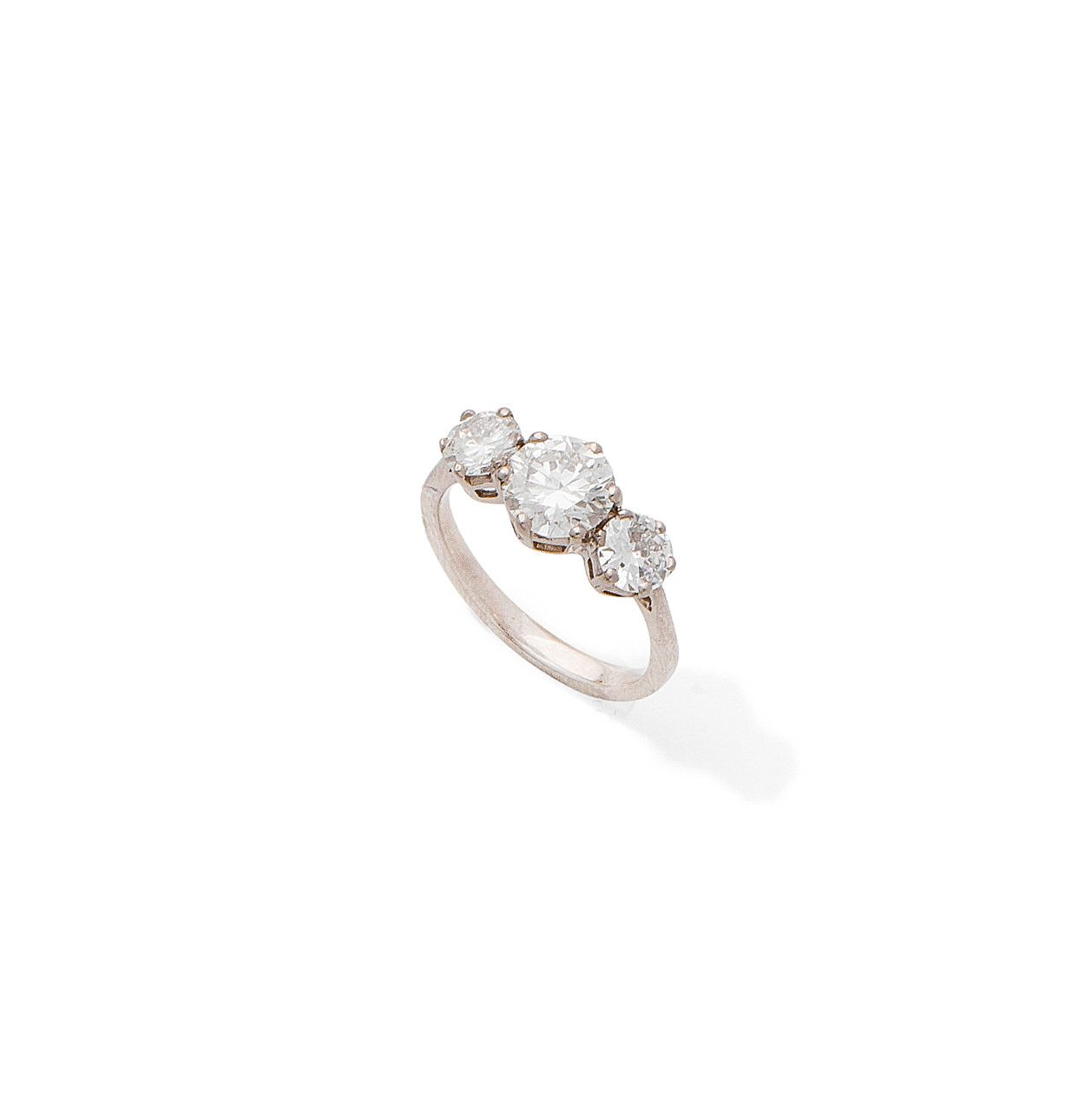 A diamond three-stone ring