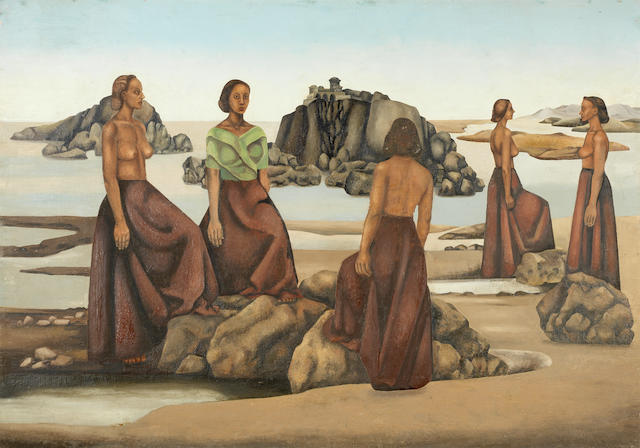 Hamed Said (Egypt, 1908-2006) Women along a beach