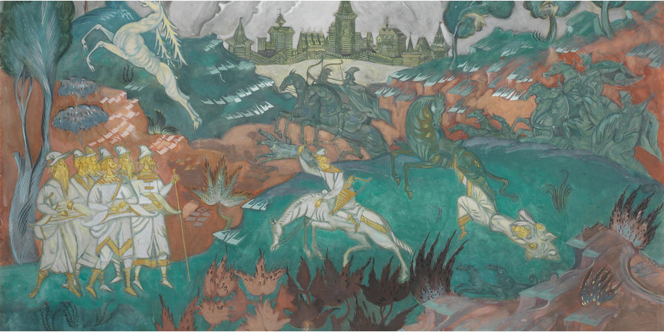 Dmitrii Semenovich Stelletsky (Russian, 1875-1947) 'The Stag Hunt'