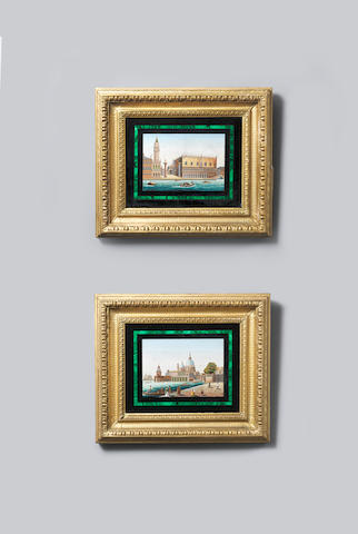 A pair of third quarter 19th century Italian micro mosaic panels of views of Venice
