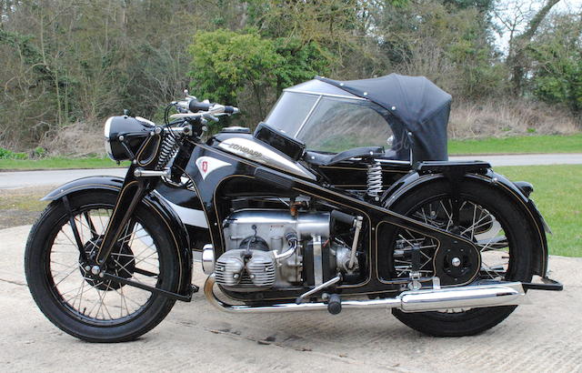 c.1940 Z&#252;ndapp KS600 Motorcycle Combination Frame no. 11606 Engine no. 11606