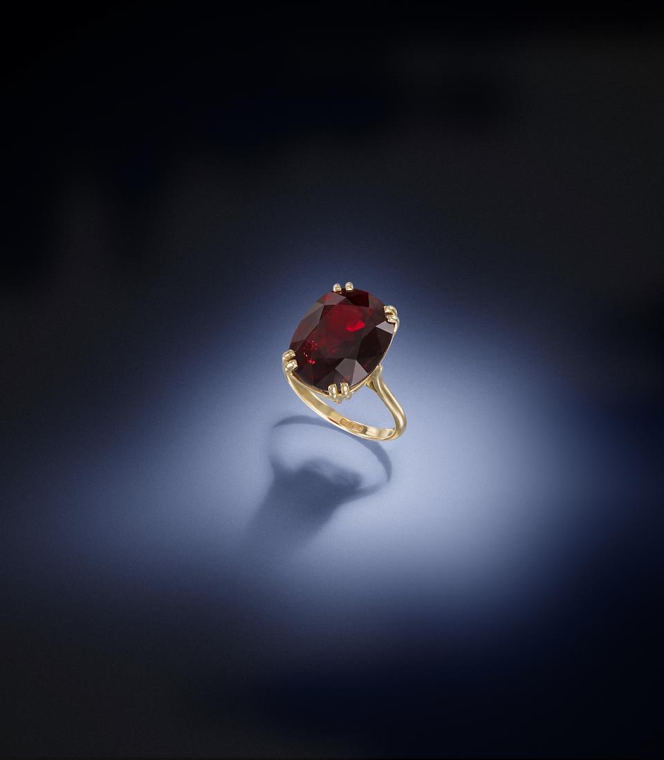A ruby single-stone ring