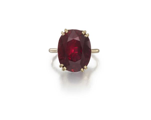A ruby single-stone ring