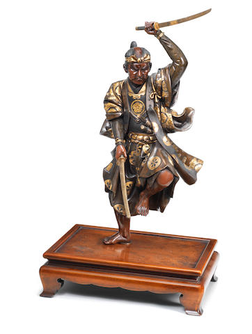 A tall gilt-bronze figure of a warrior   By Yoshimitsu, Meiji era (1868-1912), late 19th/early 20th century (3)