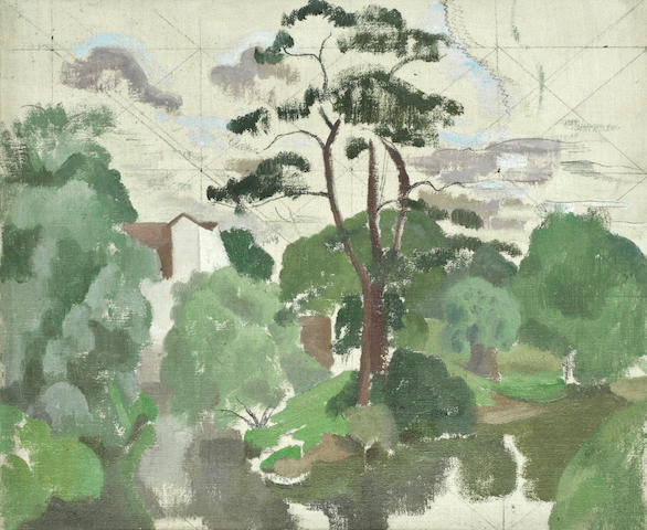 John Northcote Nash R.A. (British, 1893-1977) Essex landscape with tree