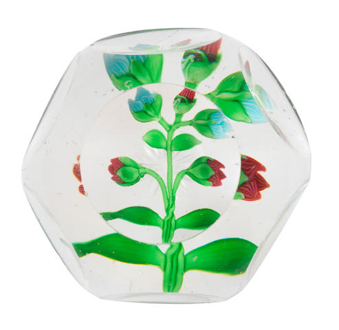 A Baccarat faceted clematis bud paperweight, circa 1850