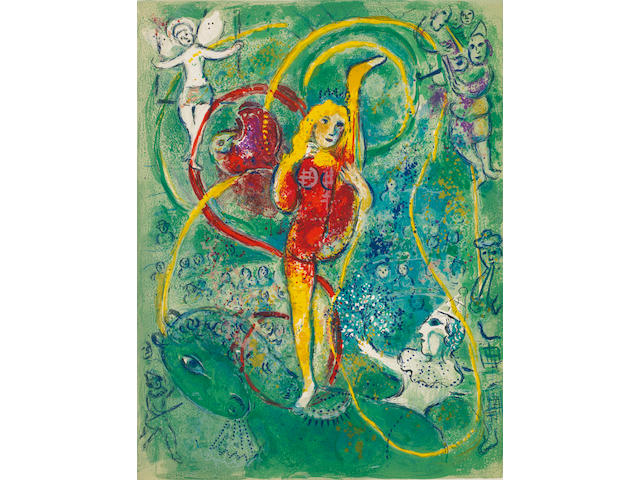 Marc Chagall (1887-1985) Le Cirque The complete portfolio, comprising the set of 38 lithographs (23 in colours and 15 in black), 1957, on Arches wove paper, in- and hors-texte, with title page, text in French and justification, signed in pencil on the justification, copy number 189 of 250, published by T&#233;riade Editeur, Paris, 1967, the full sheets, loose (as issued), the colours very fresh and vibrant, in very good condition, within the original paper wrapper and the beige cloth-covered boards with title stamped in gilt on spine and matching slipcaseOverall 450 x 345mm. (17 3/4 x 13 5/8in.)
