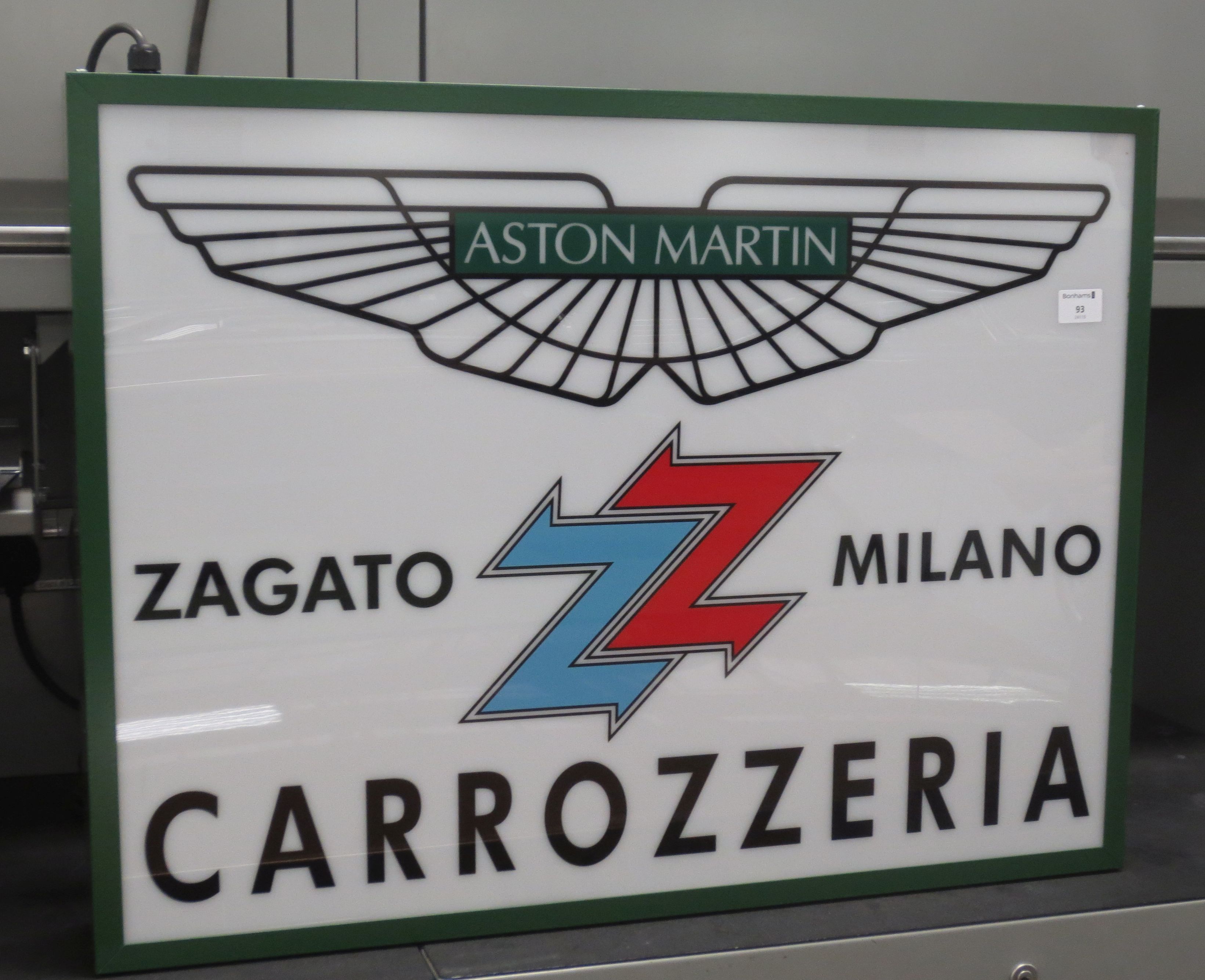 Cozza Car Sign Bonhams Cars : An 'Aston Martin Zagato Milano Carrozzeria' illuminating ...