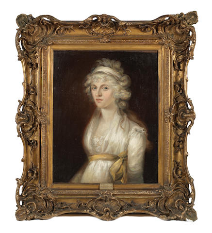 English School, late 18th Century Portrait of a lady in white