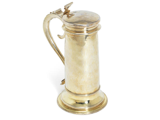 A Charles I silver-gilt flagon maker's mark CB in monogram, (see revised Jackson page 103) London 1630