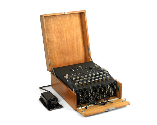 A three-rotor Model 1 Enigma cipher machine,  German,  1933,