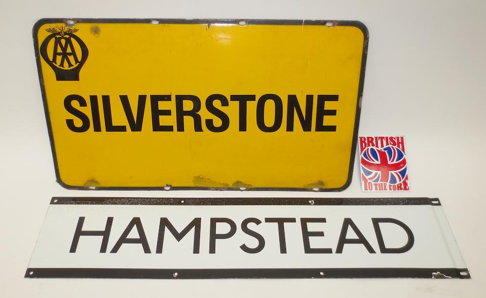 A 'Michelin' enamel sign, and four other signs,