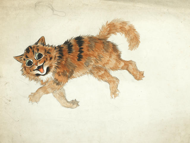Louis Wain (British, 1860-1939) Study of a ginger cat (together with 35 further works by the same hand (all unframed) (36))