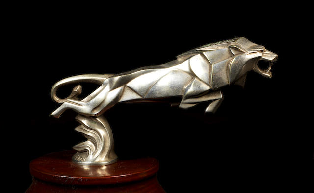 A fine 'Leaping Lion' mascot by Casimir Brau, French, circa 1925,