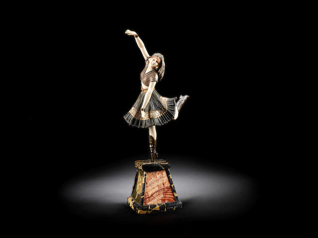 'cossack dancer' an art deco patinated bronze and carved ivory model by demetre chiparus ENGRAVED ARTIST SIGNATURE, CIRCA 1925