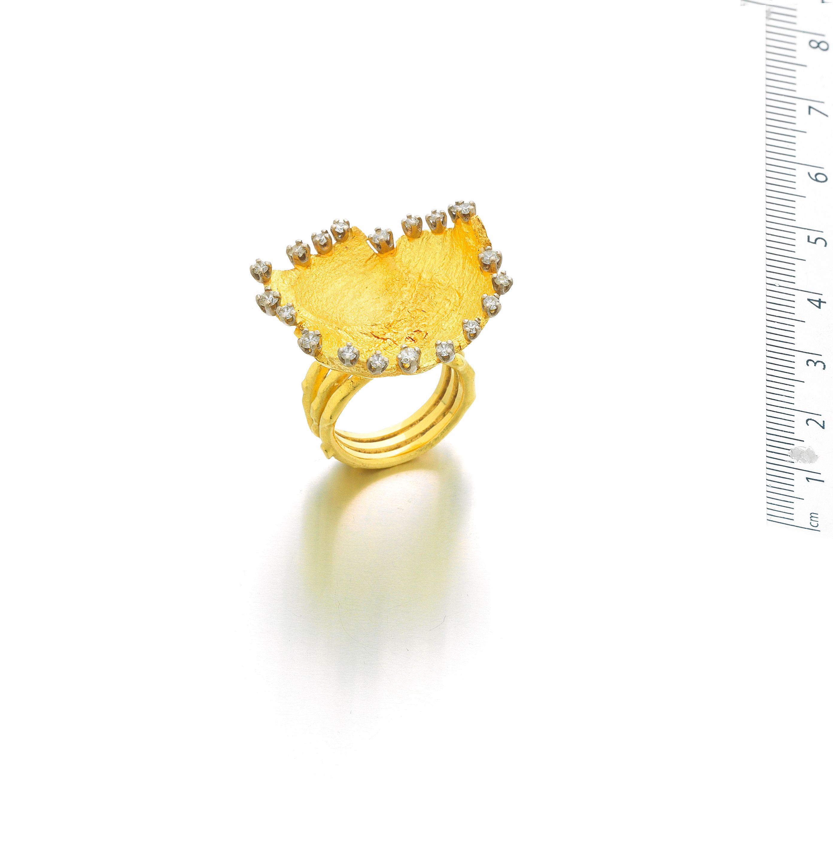 A diamond-set 'bark' ring, by Grima,