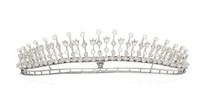 Thumbnail of A pearl and diamond tiara/necklace and brooch/pendant, circa 1890 (3) image 1