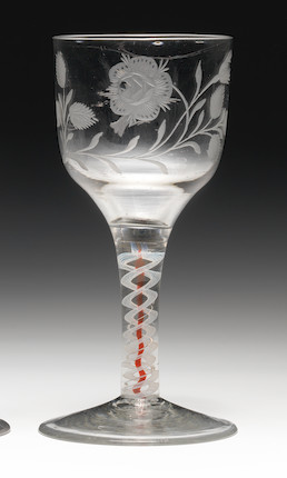 An engraved colour-twist goblet of possible Jacobite significance, circa 1765 image 1