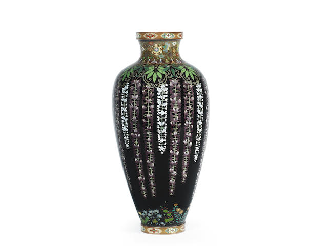 An important and early cloisonn&#233;-enamel ovoid vase  By Namikawa Yasuyuki (1845-1927), Meiji era (1868-1912), late 19th century, circa 1890s